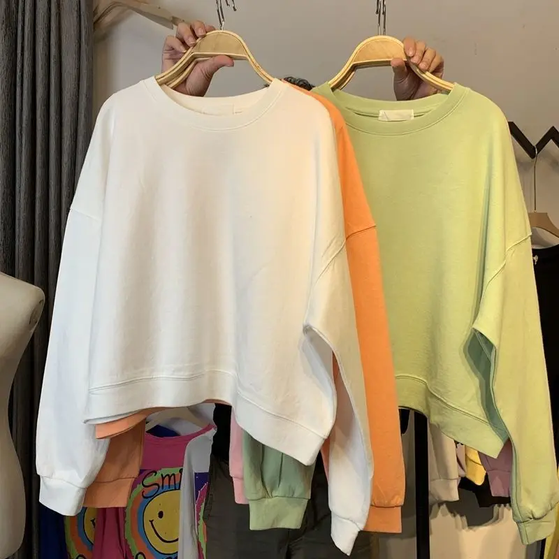 Spring And Autumn Women's Sweatshirt Pollover Hoodless Solid Color Round Neck Cotton Thin Long Sleeve Loose Korean Style Student
Spring And Autumn Women's Sweatshirt Pollover Hoodless Solid Color Round Neck Cotton Thin Long Sleeve Loose Korean Style Student