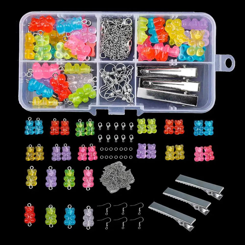 DIY Earrings Kit Bear Charms Necklace Pendant Lobster Clasp Jump Rings Earring Hook Hair Clip For Jewelry Making Bracelet Set
DIY Earrings Kit Bear Charms Necklace Pendant Lobster Clasp Jump Rings Earring Hook Hair Clip For Jewelry Making Bracelet Set