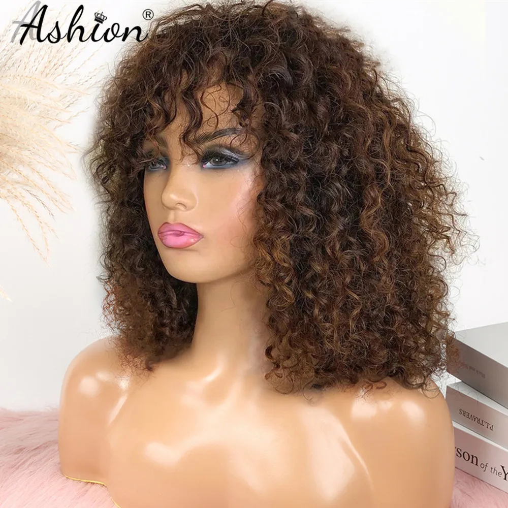 Highlight Blonde Curly Human Hair Wig for Women Full Machine Made Jerry Curly Colored Wig Brazilian Curly Short Bob Fringe Wig
Highlight Blonde Curly Human Hair Wig for Women Full Machine Made Jerry Curly Colored Wig Brazilian Curly Short Bob Fringe Wig
