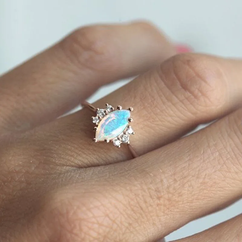 Trendy Rose Gold Color Horse Eye Shaped Opal Ladies Ring Inlaid Minimalist Rhinestone Zircon Crystal for Women Party Jewelry
Trendy Rose Gold Color Horse Eye Shaped Opal Ladies Ring Inlaid Minimalist Rhinestone Zircon Crystal for Women Party Jewelry