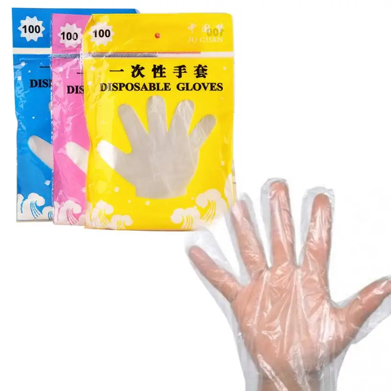 100 шт./упак. ясная устранимая Перчатки Портативный HDPE Сейф бытовой для домашней