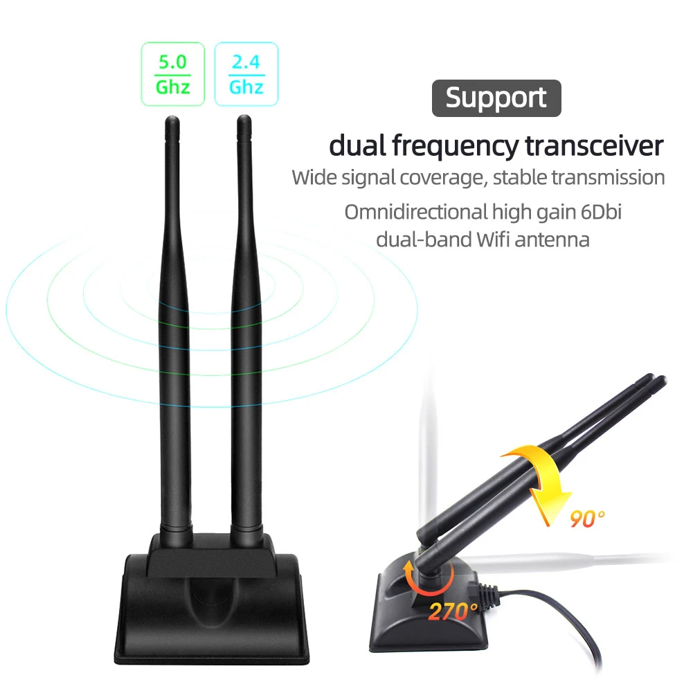 Двухдиапазонный Wi-Fi-роутер Двойной потенциал усилитель мужской сигнала антенна 6