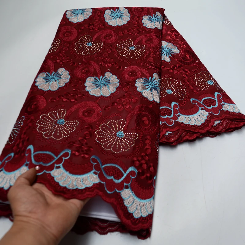 Hot sale 5 Yards wine red High quality African Swiss Voile Lace for wedding 100% Cotton Fabric with stones--P893707
Hot sale 5 Yards wine red High quality African Swiss Voile Lace for wedding 100% Cotton Fabric with stones--P893707