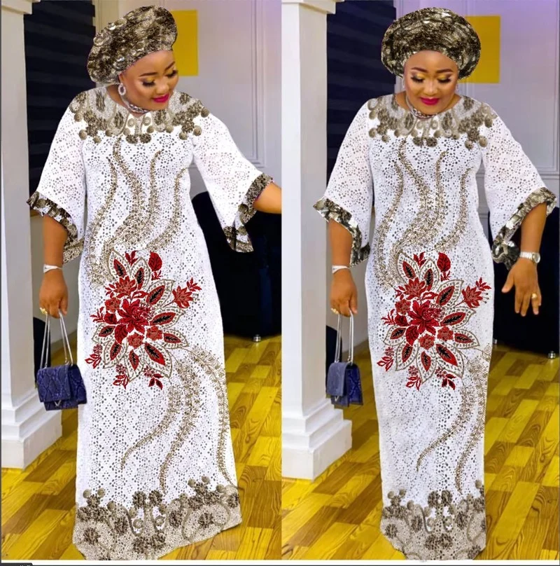African Dresses for Women 2021 Summer Long Maxi Dress African Clothes Hollow Out Robe Africaine Femme With Scarf
African Dresses for Women 2021 Summer Long Maxi Dress African Clothes Hollow Out Robe Africaine Femme With Scarf