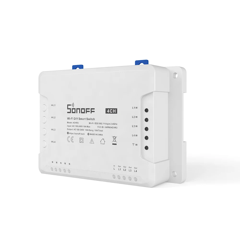Беспроводной смарт выключатель Sonoff R3 ITEAD 4 канальный с поддержкой Wi Fi совместим