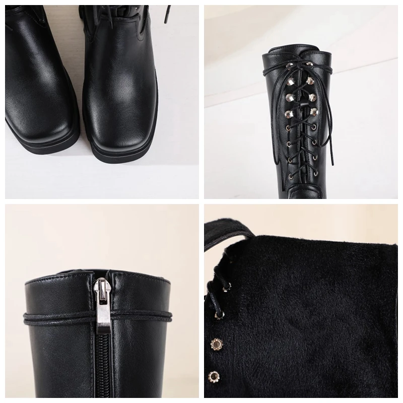 ORCHALISA Ladies Mid-Claf Boots New 2021 Square Toe 9cm Block Heels Platform Lace-Up Zip Retro Slim Warm Big Size 44 C2287
ORCHALISA Ladies Mid-Claf Boots New 2021 Square Toe 9cm Block Heels Platform Lace-Up Zip Retro Slim Warm Big Size 44 C2287