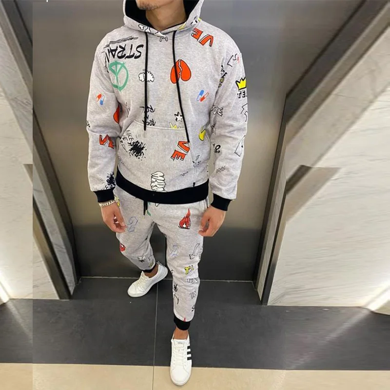 New Men Graffiti Fashion Hoodies Suits Solid Sets Men Sweatshirts+sweatpants Autumn Fleece Hooded Pullover 2 Pieces Set 2021
New Men Graffiti Fashion Hoodies Suits Solid Sets Men Sweatshirts+sweatpants Autumn Fleece Hooded Pullover 2 Pieces Set 2021