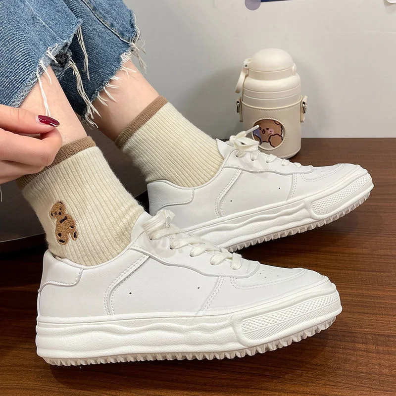 Women's White Casual Vulcanized Sneakers Platform Breathable Lace Up Footwear Leather Sport Walking Trainers Female Flats Shoes
Women's White Casual Vulcanized Sneakers Platform Breathable Lace Up Footwear Leather Sport Walking Trainers Female Flats Shoes