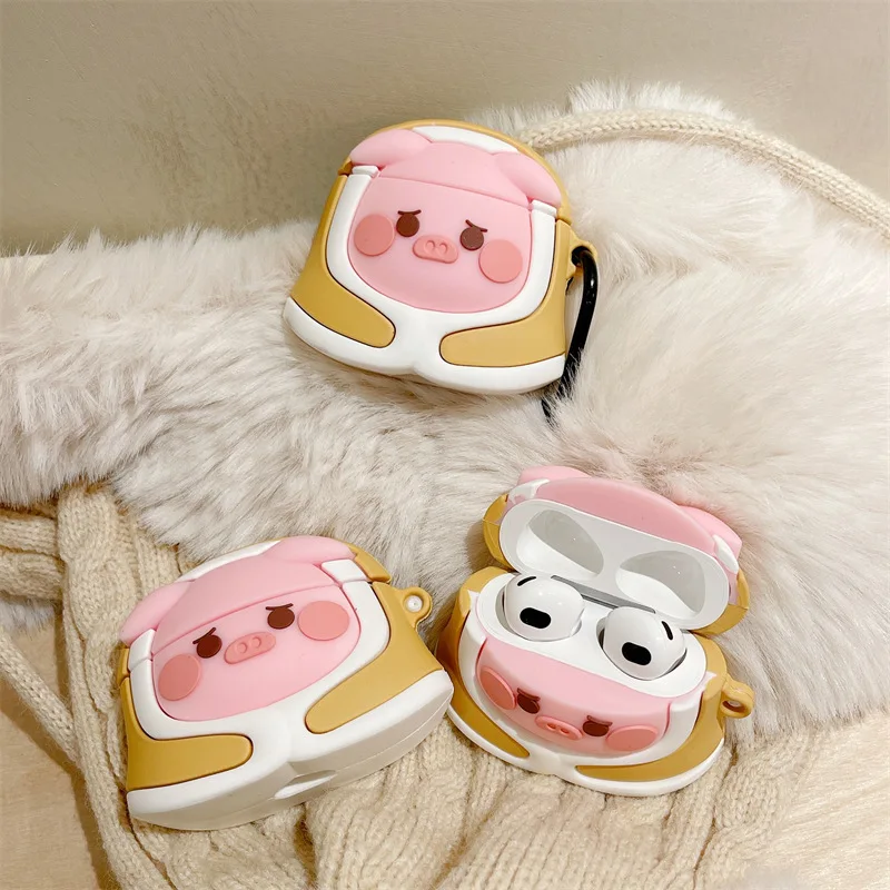 

For Airpods 1/2 Case Cute Cartoon Quilt Pig Earphone Case Soft Silicone Headphone Protective Cover For Apple Air Pods Pro 3