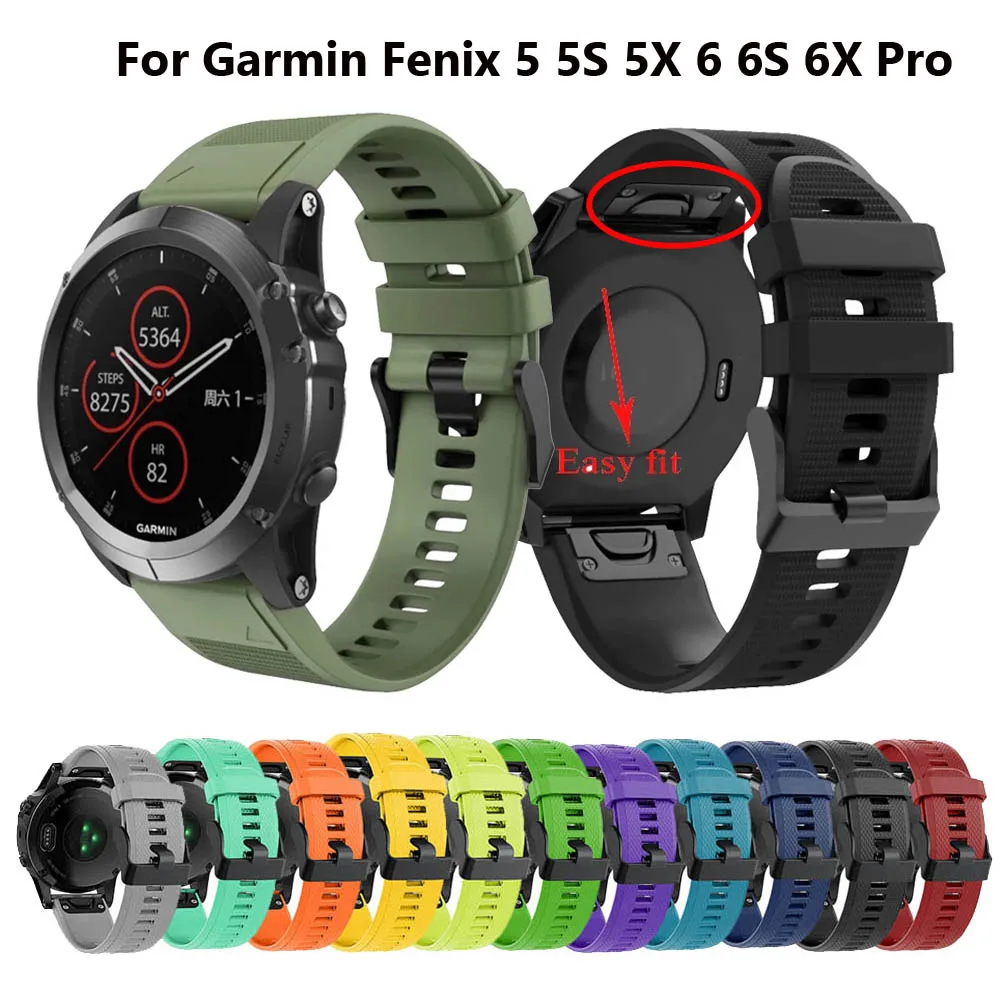 

Hot 26 22 20mm Watchband for Garmin Fenix 5X 5 5S Plus 3 3HR 6 6S 6X Pro Watch Quick Release Silicone Easy fit Wrist Band Straps