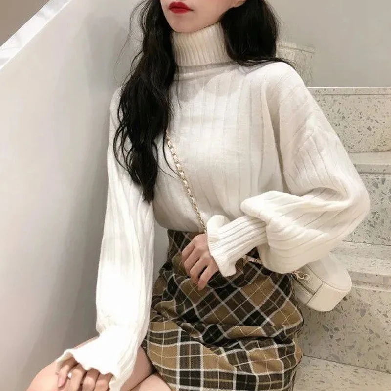 Sweaters Women Solid Turtleneck Puff Sleeve Knitting Basic Pullovers Sweater Autumn Winter Female Loose Knitwear Tops
Sweaters Women Solid Turtleneck Puff Sleeve Knitting Basic Pullovers Sweater Autumn Winter Female Loose Knitwear Tops