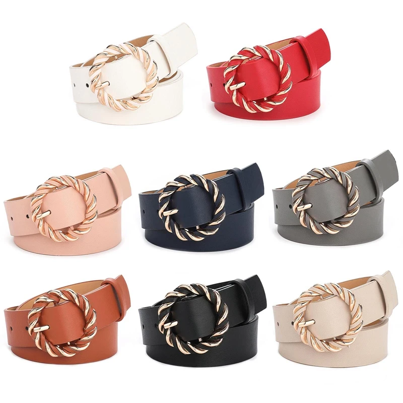 Ремень из искусственной кожи Женский, Модный классический пояс с круглой пряжкой, однотонный, для платьев и джинсов
Ремень из искусственной кожи Женский, Модный классический пояс с круглой пряжкой, однотонный, для платьев и джинсов