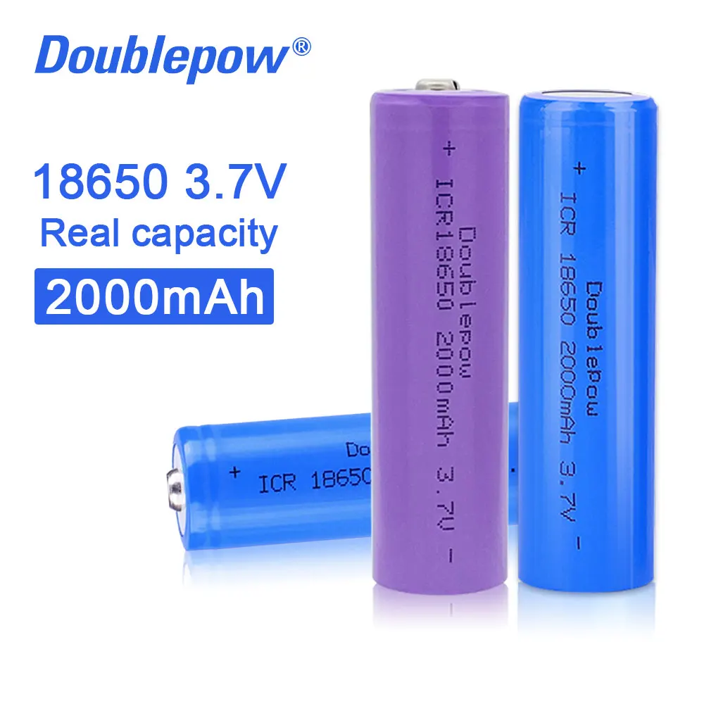 Doublepow 100% Оригинальный Новый 18650 3 7 в 2000 мАч перезаряжаемый литиевый аккумулятор для фонариков|Перезаряжаемые