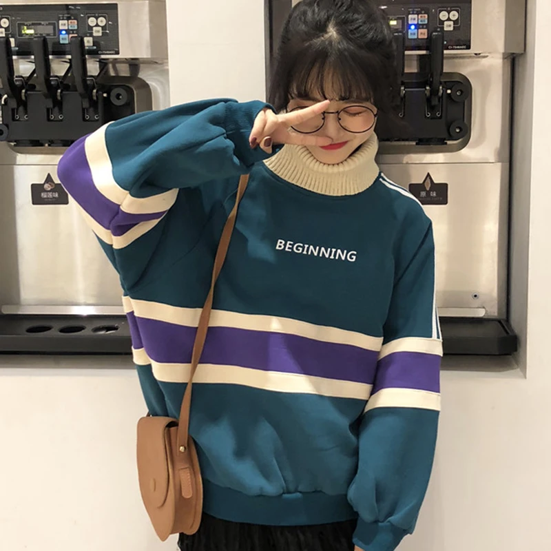 Women Lazy wind wild Harajuku female Sweatshirt Hoodie trend thick Half high collar velvet fake two loose Casual jacket winter
Women Lazy wind wild Harajuku female Sweatshirt Hoodie trend thick Half high collar velvet fake two loose Casual jacket winter