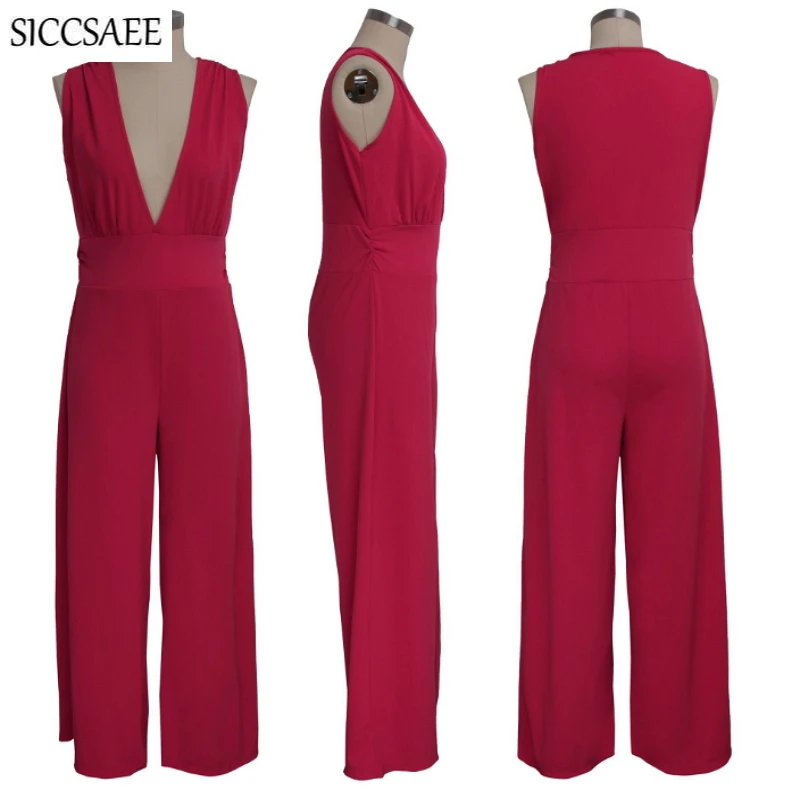 Wide Leg Long Pants Jumpsuits And Rompers For Women Deep V Neck Overalls Sexy Casual Macacao Feminino Curto Solid Color Loose
Wide Leg Long Pants Jumpsuits And Rompers For Women Deep V Neck Overalls Sexy Casual Macacao Feminino Curto Solid Color Loose