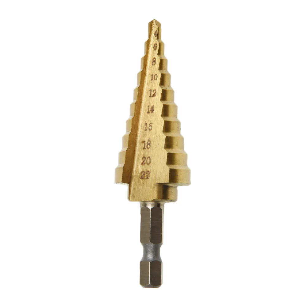 Hole Step Drill Sheet Metal 6.35mm High Quality Cone for Bit Cutter 1pc 4-22mm High Speed Steel Gold
Hole Step Drill Sheet Metal 6.35mm High Quality Cone for Bit Cutter 1pc 4-22mm High Speed Steel Gold