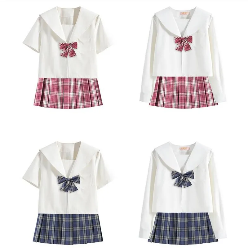 New Summer Kanto Japanese Orthodox JK uniform Short/long Sleeve Uniforms School Uniform Girls Sailors Suit Pleated Skirt Sets
New Summer Kanto Japanese Orthodox JK uniform Short/long Sleeve Uniforms School Uniform Girls Sailors Suit Pleated Skirt Sets