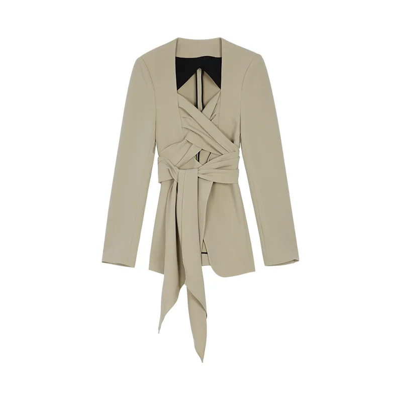 Unique Criss-cross Straps Wrap Waist Women Suit Blazer Chic Business Casual Office Lady Blazer Jacket TN596
Unique Criss-cross Straps Wrap Waist Women Suit Blazer Chic Business Casual Office Lady Blazer Jacket TN596