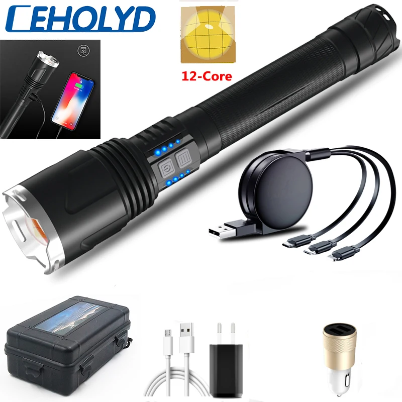 40 XHP120.2 самый яркий 12-жильная светодиодный фонарик Powerbank Функция фонарь Usb Перезаряжаемые 18650 26650 Батарея зум Фонари
40 XHP120.2 самый яркий 12-жильная светодиодный фонарик Powerbank Функция фонарь Usb Перезаряжаемые 18650 26650 Батарея зум Фонари