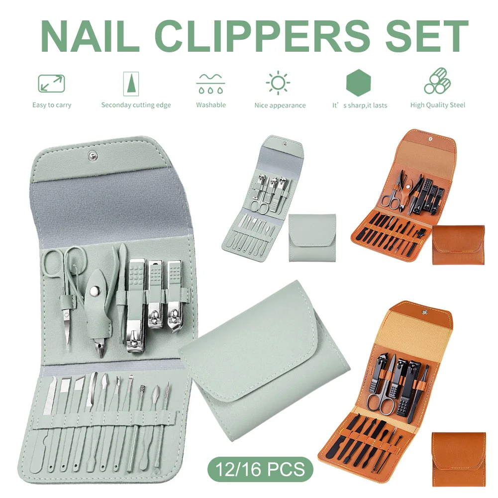12/16Pcs Nail Clippers Set Stainless Steel Nail Cutter Manicure Tools with Leather Folding Storage Bag Pedicure Nail Care Kit
12/16Pcs Nail Clippers Set Stainless Steel Nail Cutter Manicure Tools with Leather Folding Storage Bag Pedicure Nail Care Kit