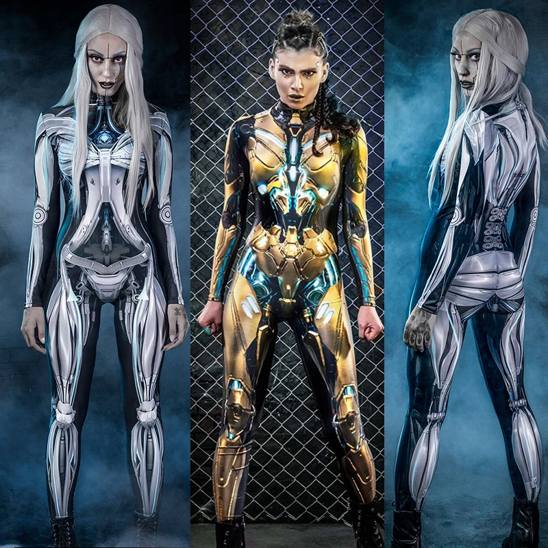 Robot Cosplay Costume Sexy Warrior Jumpsuit Women Science Fiction Modern Machine Female Tight Rompers Halloween Costumes C66C64
Robot Cosplay Costume Sexy Warrior Jumpsuit Women Science Fiction Modern Machine Female Tight Rompers Halloween Costumes C66C64