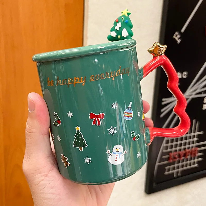 375ML Cartoon Creative Christmas Spoon with Lid Personalized Gift Ceramic Mug Household Breakfast Milk Coffee Cup 
375ML Cartoon Creative Christmas Spoon with Lid Personalized Gift Ceramic Mug Household Breakfast Milk Coffee Cup
