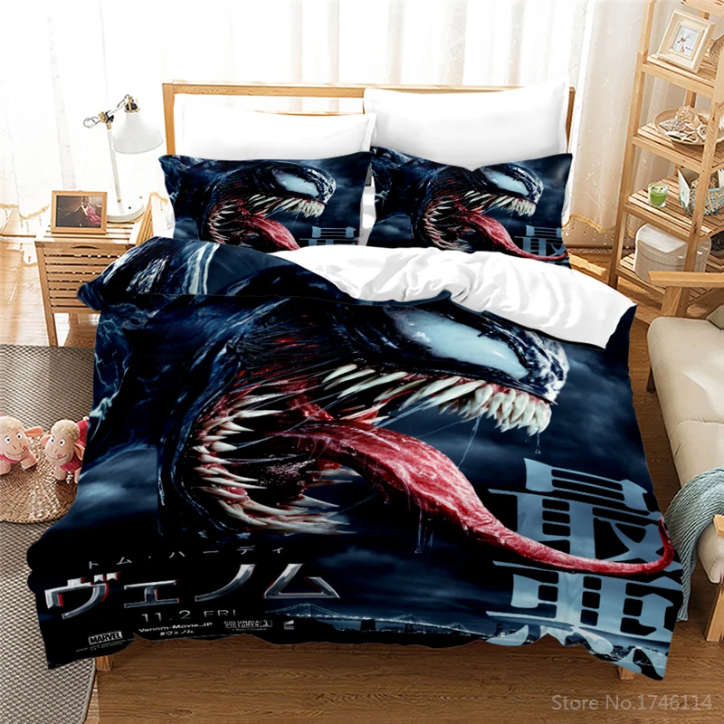 

Комплект постельного белья с 3d-изображением комиксов Marvel, Мстителей, Венома, пододеяльник, наволочка, домашнее текстильное постельное белье