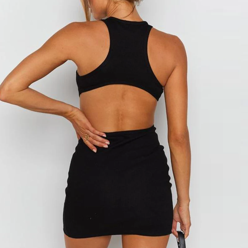 Summer Hollow Out Backless Women's Mini Dress Sleeveless Solid Bodycon Female Short Dresses 2021 Casual Streetwear Lady Clothes
Summer Hollow Out Backless Women's Mini Dress Sleeveless Solid Bodycon Female Short Dresses 2021 Casual Streetwear Lady Clothes