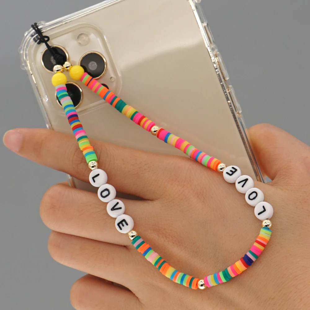Go2Boho Beaded Mobile Strap Heishi Chain Telephone Lanyard 2021 New Jewelry LOVE Letter Chains Polymer Clay Phone Cord Holder
Go2Boho Beaded Mobile Strap Heishi Chain Telephone Lanyard 2021 New Jewelry LOVE Letter Chains Polymer Clay Phone Cord Holder