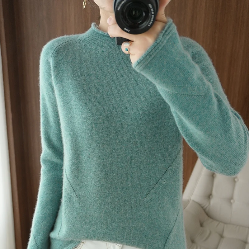 Autumn and winter ladies pullover knit 100% pure wool sweater sweater half high neck cashmere thick warmth slim bottoming top
Autumn and winter ladies pullover knit 100% pure wool sweater sweater half high neck cashmere thick warmth slim bottoming top