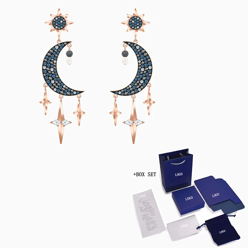 SWA Fashion New SYMBOLIC Rose Gold Earrings Mysterious Night Sky Moon And Stars Decoration Crystal Female Romantic Jewelry Gift
SWA Fashion New SYMBOLIC Rose Gold Earrings Mysterious Night Sky Moon And Stars Decoration Crystal Female Romantic Jewelry Gift