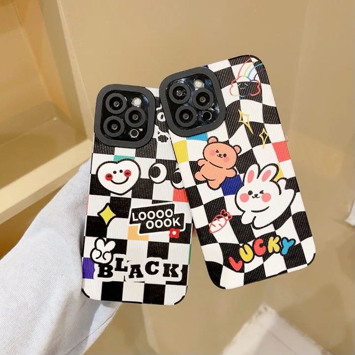 Cartoon Cute Plaid Black White Pattern Fashion Soft Case For iPhone 13 12 11 Pro XS Max X XR Shockproof Friend Couple Girls Case
Cartoon Cute Plaid Black White Pattern Fashion Soft Case For iPhone 13 12 11 Pro XS Max X XR Shockproof Friend Couple Girls Case