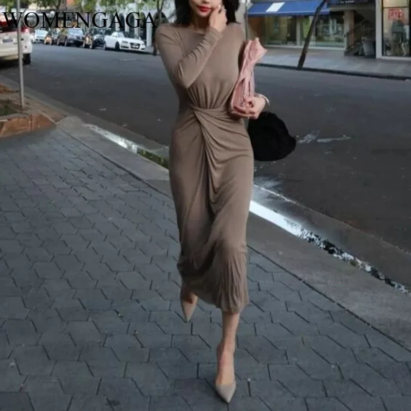 WOMENGAGA 2020 Autumn Spring New Women Long Sleeve Round Neck Slim Dress Knitted Temperament Pleated Ankle-Length Dresses UL05
WOMENGAGA 2020 Autumn Spring New Women Long Sleeve Round Neck Slim Dress Knitted Temperament Pleated Ankle-Length Dresses UL05