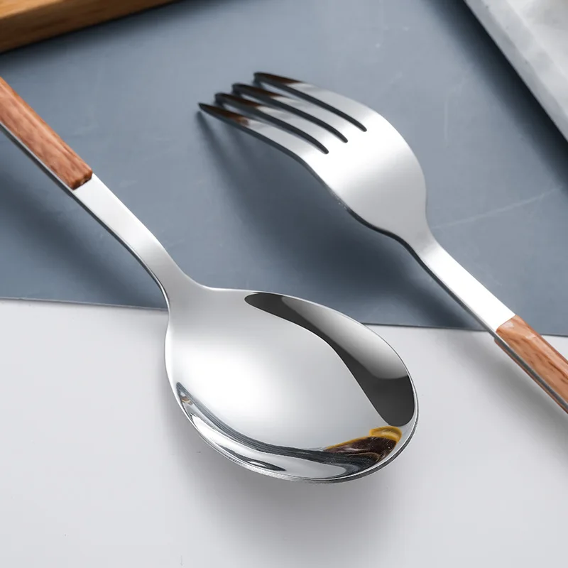 Western Dinnerware Set Wood Handle Stainless Steel 1/2/6/12/24/36 pcs Steak Table Knife Fork Spoon Dessert Fork Cutlery Sets
Western Dinnerware Set Wood Handle Stainless Steel 1/2/6/12/24/36 pcs Steak Table Knife Fork Spoon Dessert Fork Cutlery Sets