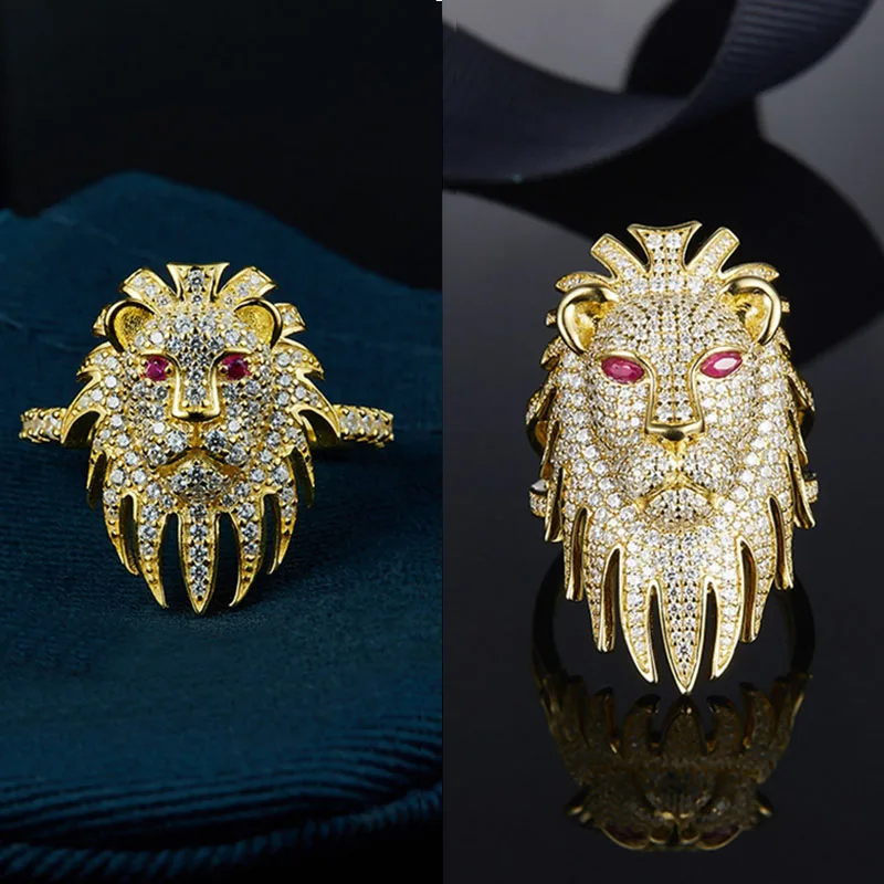 925 Sterling Silver Ring Micro Inlay Zircon Gold Color Lion Head Couple Ring Monaco Jewelry Lady Luxury Valentine's Day Gift
925 Sterling Silver Ring Micro Inlay Zircon Gold Color Lion Head Couple Ring Monaco Jewelry Lady Luxury Valentine's Day Gift