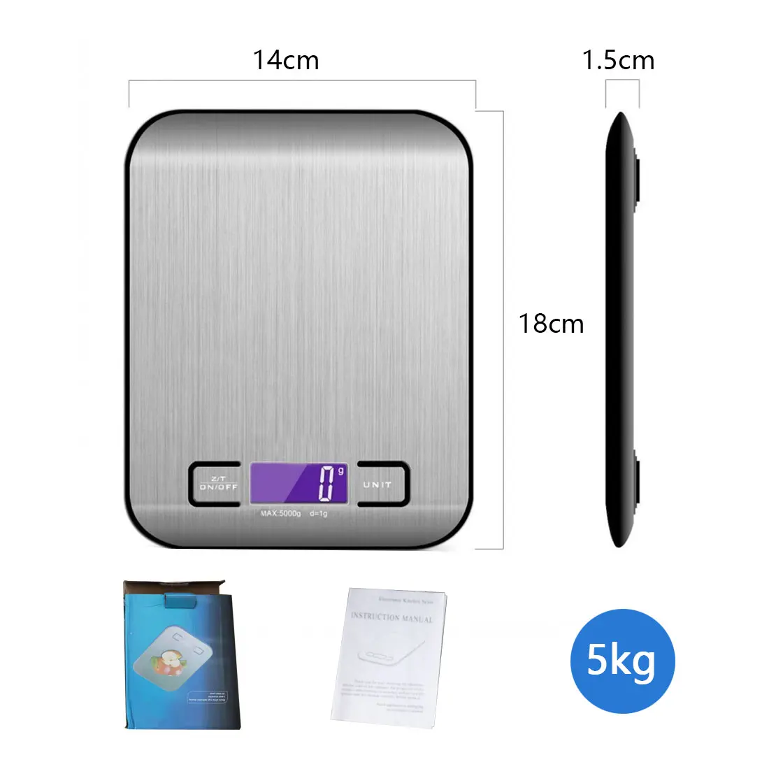 Digital Multi-Function Food Kitchen Scale 5kg/ 10kg Stainless Steel Platform LCD Display Grams Ounces Cooking Baking
Digital Multi-Function Food Kitchen Scale 5kg/ 10kg Stainless Steel Platform LCD Display Grams Ounces Cooking Baking