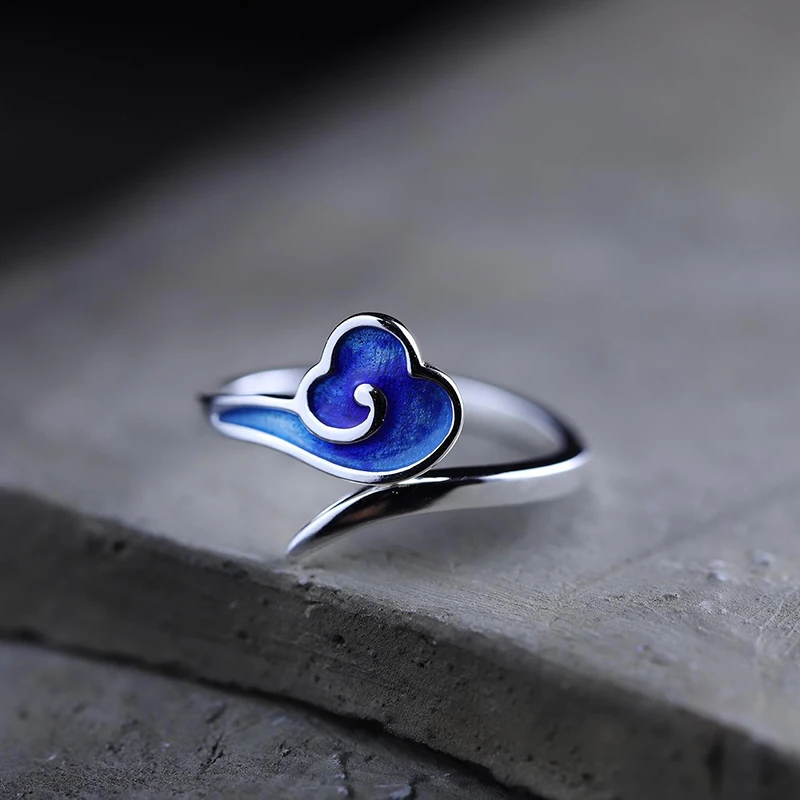 Кольцо женское ручной работы в стиле ретро, ювелирное изделие с благоприятным облаком и синим горением, регулируемая регулировка, в этничес... 
Кольцо женское ручной работы в стиле ретро, ювелирное изделие с благоприятным облаком и синим горением, регулируемая регулировка, в этничес...