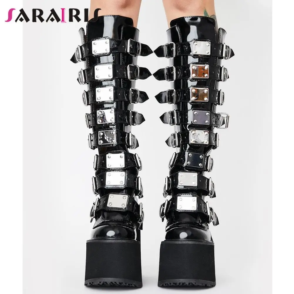SaraIris Trendy INS Hot Sale Big Size 43 Women Shoes Solid Buckle Zipper High Wedges Platform Boots Women Goth Brand Punk Shoes 
SaraIris Trendy INS Hot Sale Big Size 43 Women Shoes Solid Buckle Zipper High Wedges Platform Boots Women Goth Brand Punk Shoes