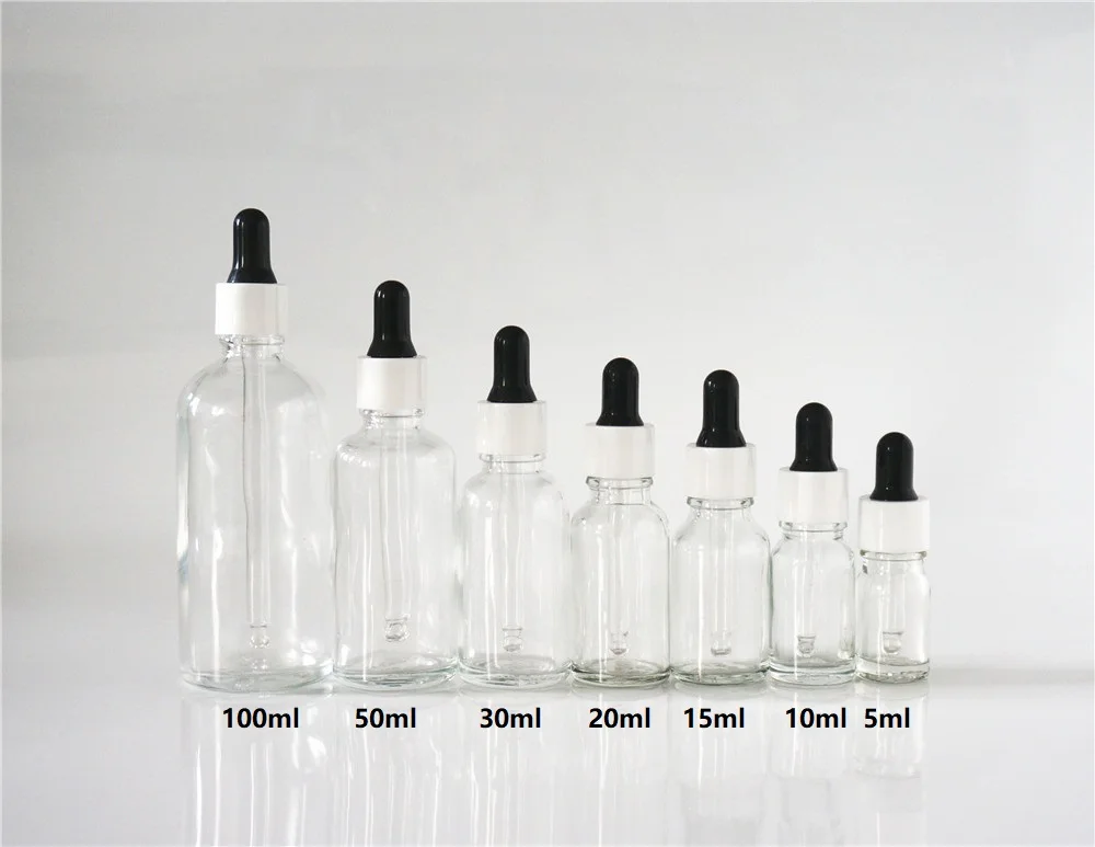 5/10/15/20/30/50/100ml Clear Reusable Essential Oil Bottle Black Rubber Head Dropper Cap Plastic White Cover Glass Containers
5/10/15/20/30/50/100ml Clear Reusable Essential Oil Bottle Black Rubber Head Dropper Cap Plastic White Cover Glass Containers