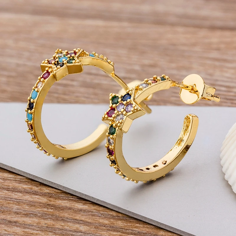 Fashion Bohemia Copper Zircon Earrings for Women Trendy Star Circle CZ Stud Earrings For Women Party Wedding Jewelry Gift
Fashion Bohemia Copper Zircon Earrings for Women Trendy Star Circle CZ Stud Earrings For Women Party Wedding Jewelry Gift