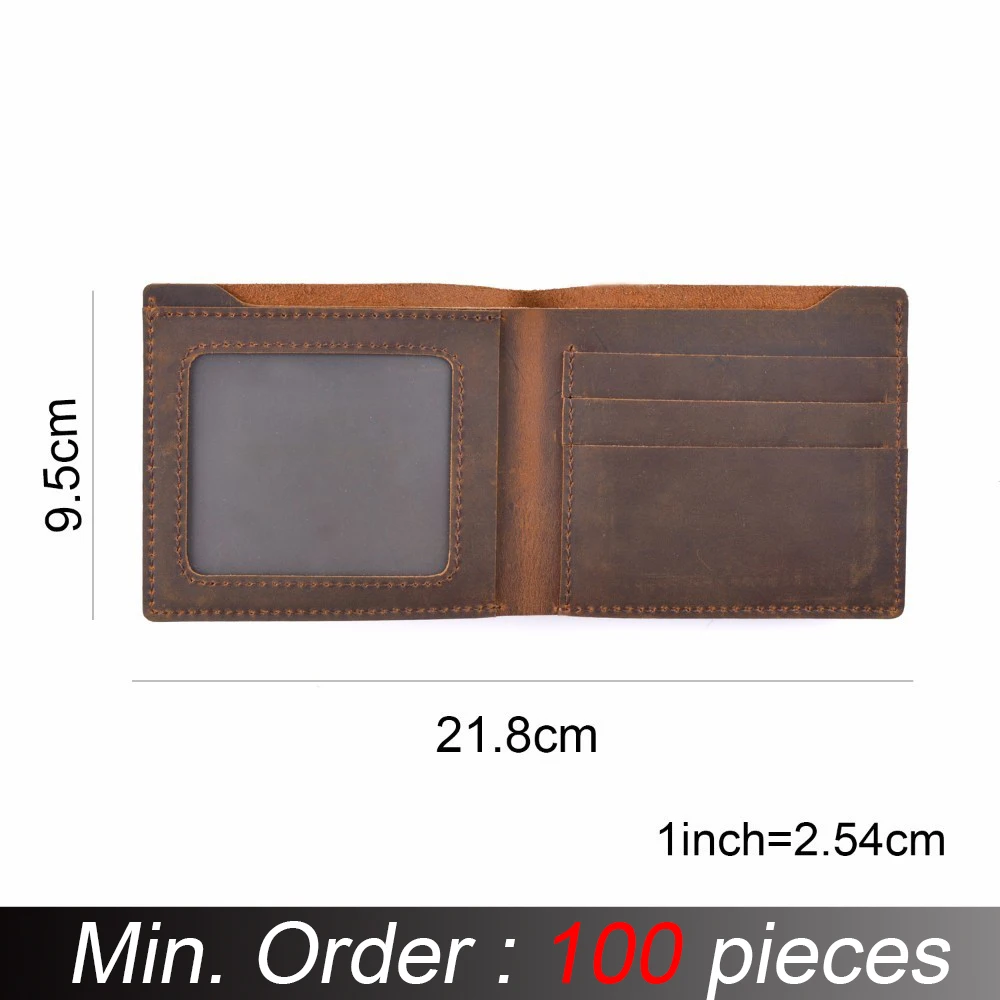 Мужской кошелек из натуральной кожи 100 шт./лот 118x95 мм двойного сложения винтажный