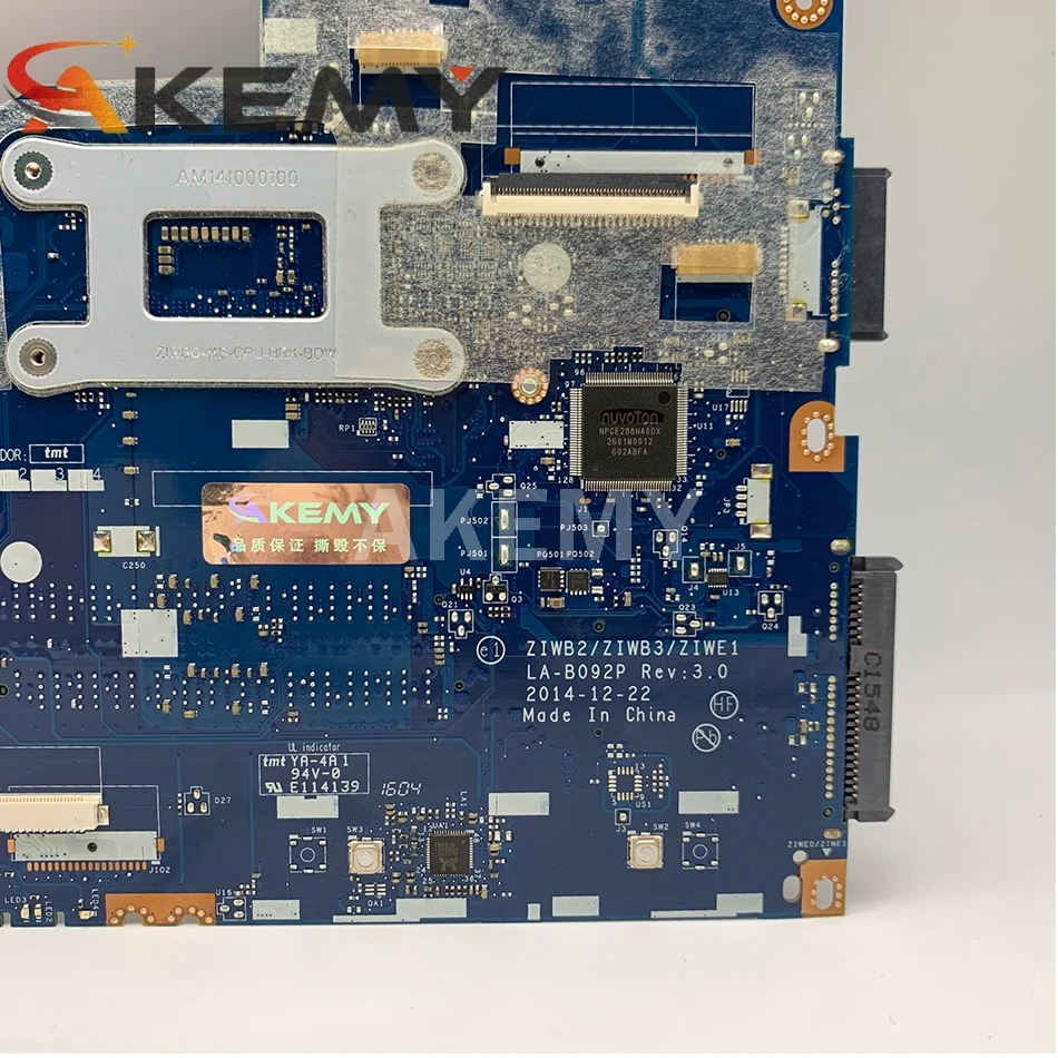 ZIWB2/ZIWB3/ZIWE1 LA-B092P Rev:3.0 motherboard For Lenovo B40-80 Laptop motherboard ( For intel I3-5005U CPU ) 100% tested
ZIWB2/ZIWB3/ZIWE1 LA-B092P Rev:3.0 motherboard For Lenovo B40-80 Laptop motherboard ( For intel I3-5005U CPU ) 100% tested