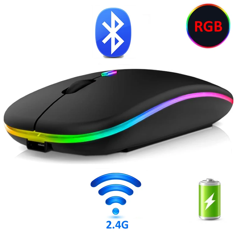 Wireless Mouse RGB Rechargeable Mouse Computer Mute Mouse LED Backlit Gaming Office Mouse For Apple Microsoft Macbook Laptop PC
Wireless Mouse RGB Rechargeable Mouse Computer Mute Mouse LED Backlit Gaming Office Mouse For Apple Microsoft Macbook Laptop PC