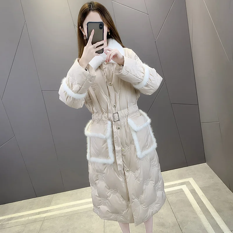 SHZQ 2021 Winter New Mink Fur Collar Embossed Down Jacket Light Luxury Fur Women's Coat Long Coat
SHZQ 2021 Winter New Mink Fur Collar Embossed Down Jacket Light Luxury Fur Women's Coat Long Coat