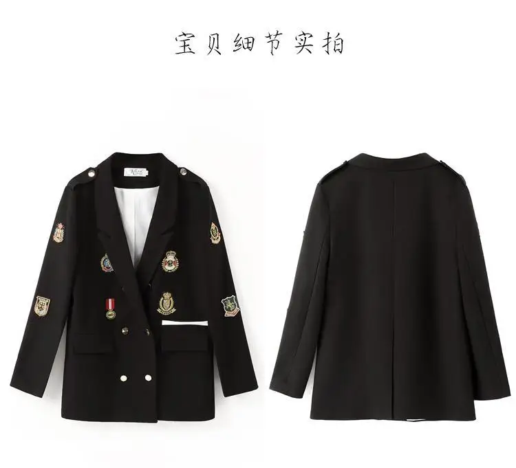 Spring And Autumn Casual Black Suit Women Blazers Mid-Length Medal Embroidery Suit Women Clothing Lady
Spring And Autumn Casual Black Suit Women Blazers Mid-Length Medal Embroidery Suit Women Clothing Lady