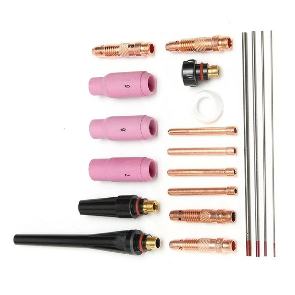 19Pcs TIG Welding Torch Nozzle Accessories Collet Stubby Gas Lens For Wp-17/18/26 Tig Welding Torch Metal Repairing Tool
19Pcs TIG Welding Torch Nozzle Accessories Collet Stubby Gas Lens For Wp-17/18/26 Tig Welding Torch Metal Repairing Tool