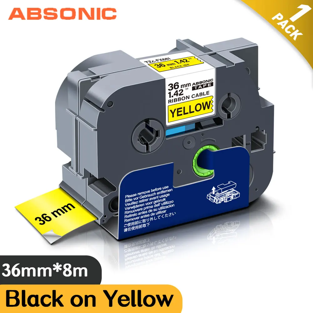 Гибкая кабельная этикетка Absonic 36 мм FX661 для Brother FX661, черная на желтой кассете, лента, совместимая с изготовителем этикеток Brother
Гибкая кабельная этикетка Absonic 36 мм FX661 для Brother FX661, черная на желтой кассете, лента, совместимая с изготовителем этикеток Brother