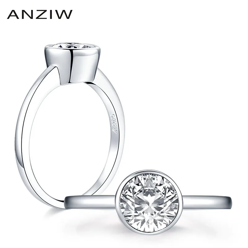 ANZIW 925 Sterling Silver 1.0 CT Round Cut Bezel Solitaire Rings Engagement Simulated Diamond Wedding Silver Rings Jewelry
ANZIW 925 Sterling Silver 1.0 CT Round Cut Bezel Solitaire Rings Engagement Simulated Diamond Wedding Silver Rings Jewelry