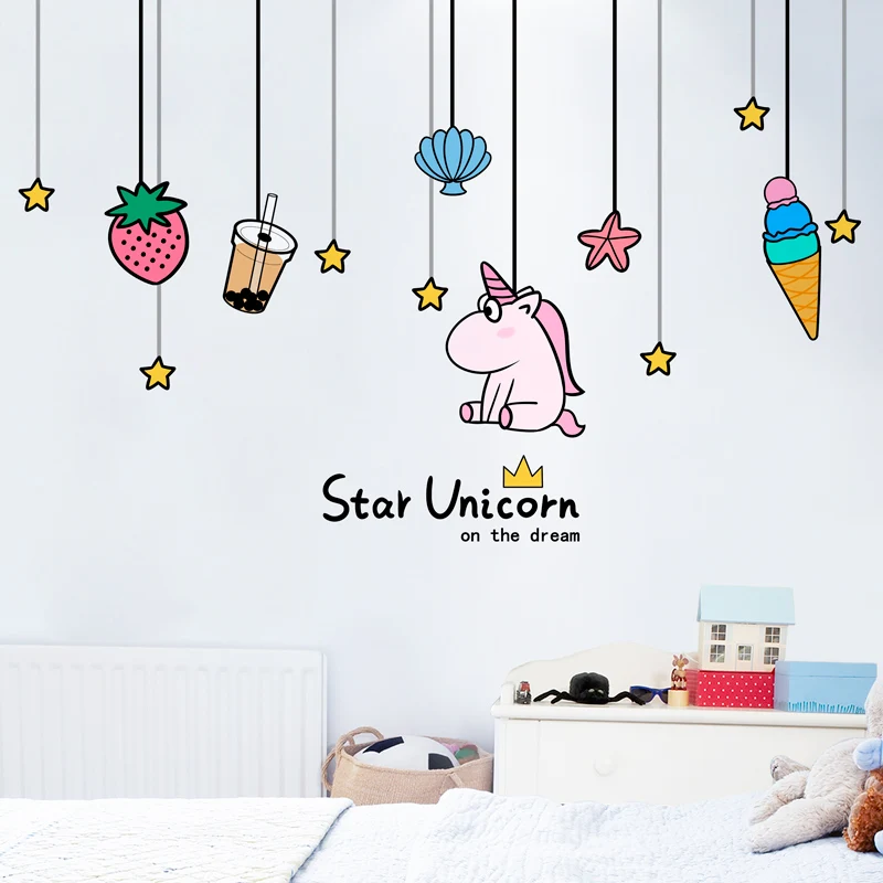 [Shijuekongjian] Мультяшные наклейки на стену для девочек сделай сам звезды животные