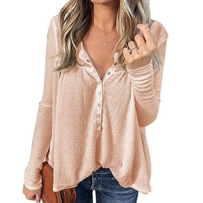 2021 New Women Waffle Popular Loose Button Long-Sleeved Upper Garment Women Sexy Tops Fashion Clothing
2021 New Women Waffle Popular Loose Button Long-Sleeved Upper Garment Women Sexy Tops Fashion Clothing